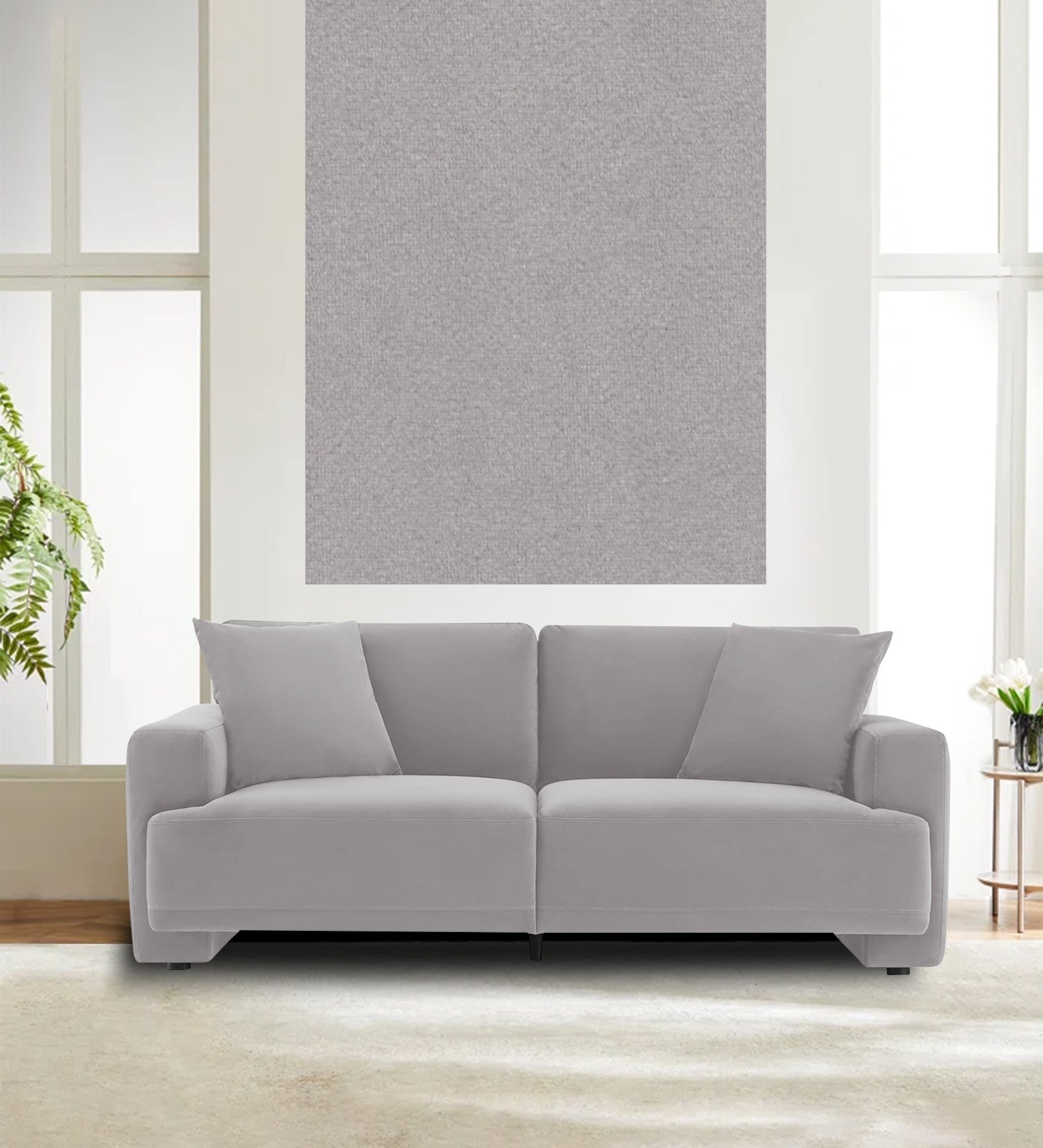 Velvet Mido Fabric Concrete Grey 122 Code - Febonic Living