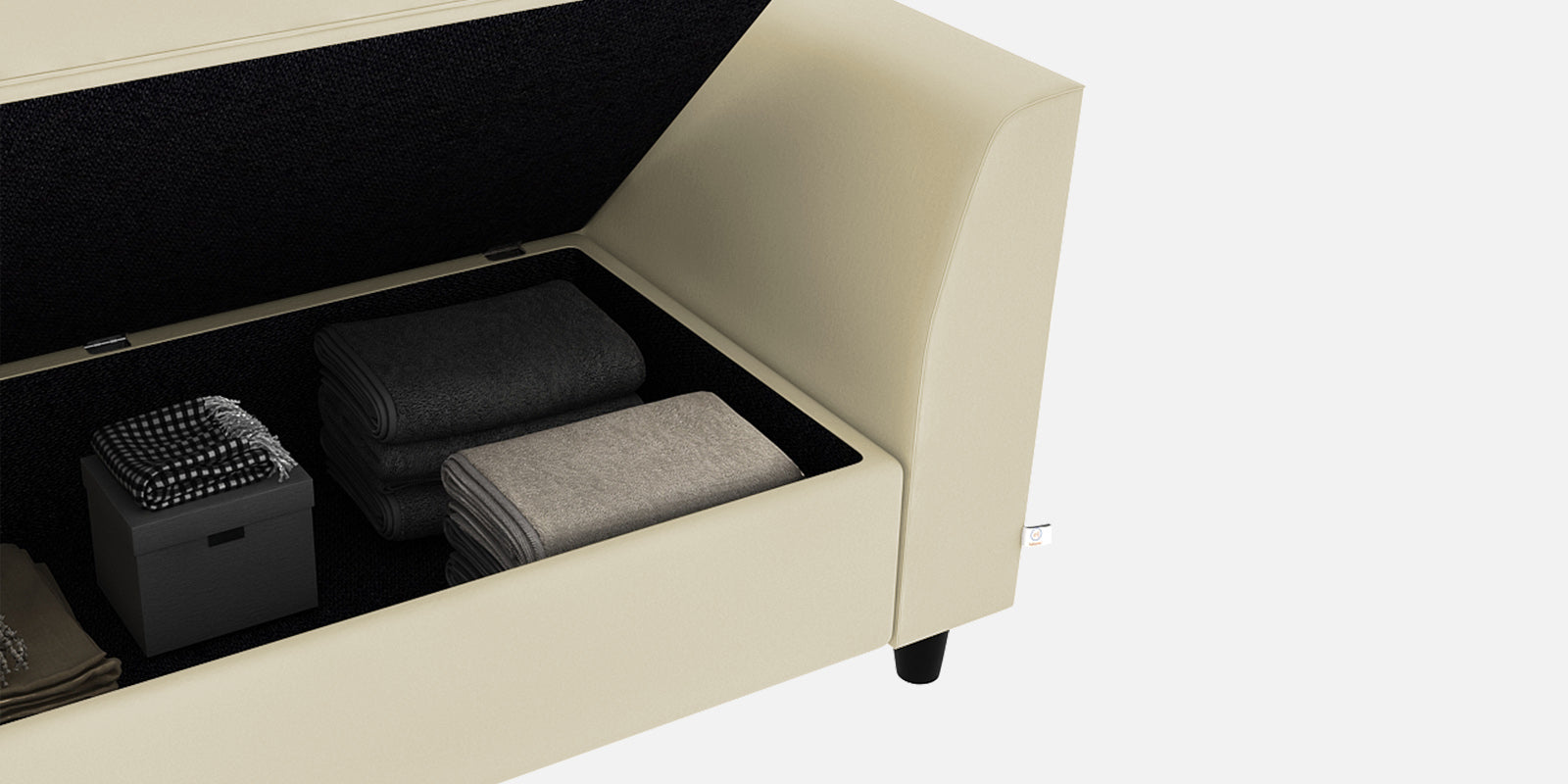 Bristo Velvet 2 Seater Sofa in Warm White Colour With Storage