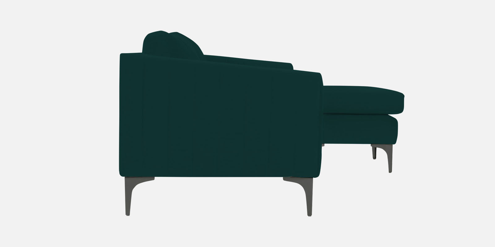 Haru Fabric LHS Sectional Sofa (2+Lounger) In Forest Green Colour - Febonic Living