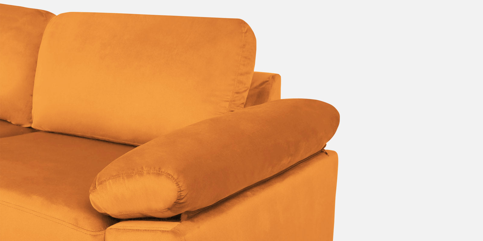 Vegas Velvet LHS Sectional Sofa (3+Lounger) In Tangerine orange Colour - Febonic Living