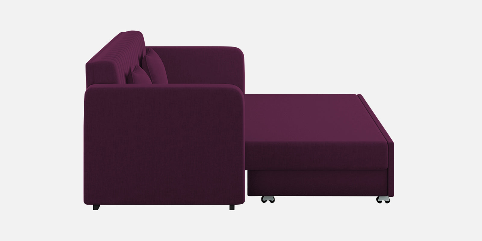 Calra Fabric 3 Seater Pull Out Sofa Cum Bed In Greek Purple Colour With Storage - Febonic Living
