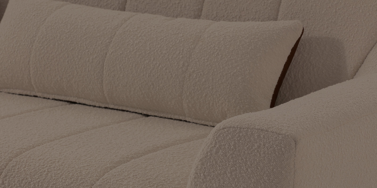 Nesco Boucle Fabric 3 Seater Sofa In Cement Beige Colour - Febonic Living