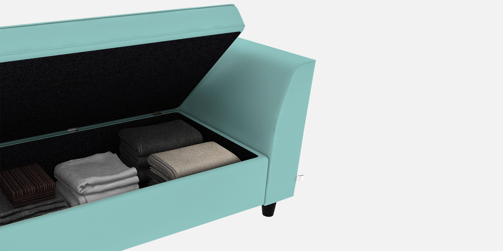 Bristo Velvet 3 Seater Sofa In Barmunda Aqua Colour With Storage - Febonic Living