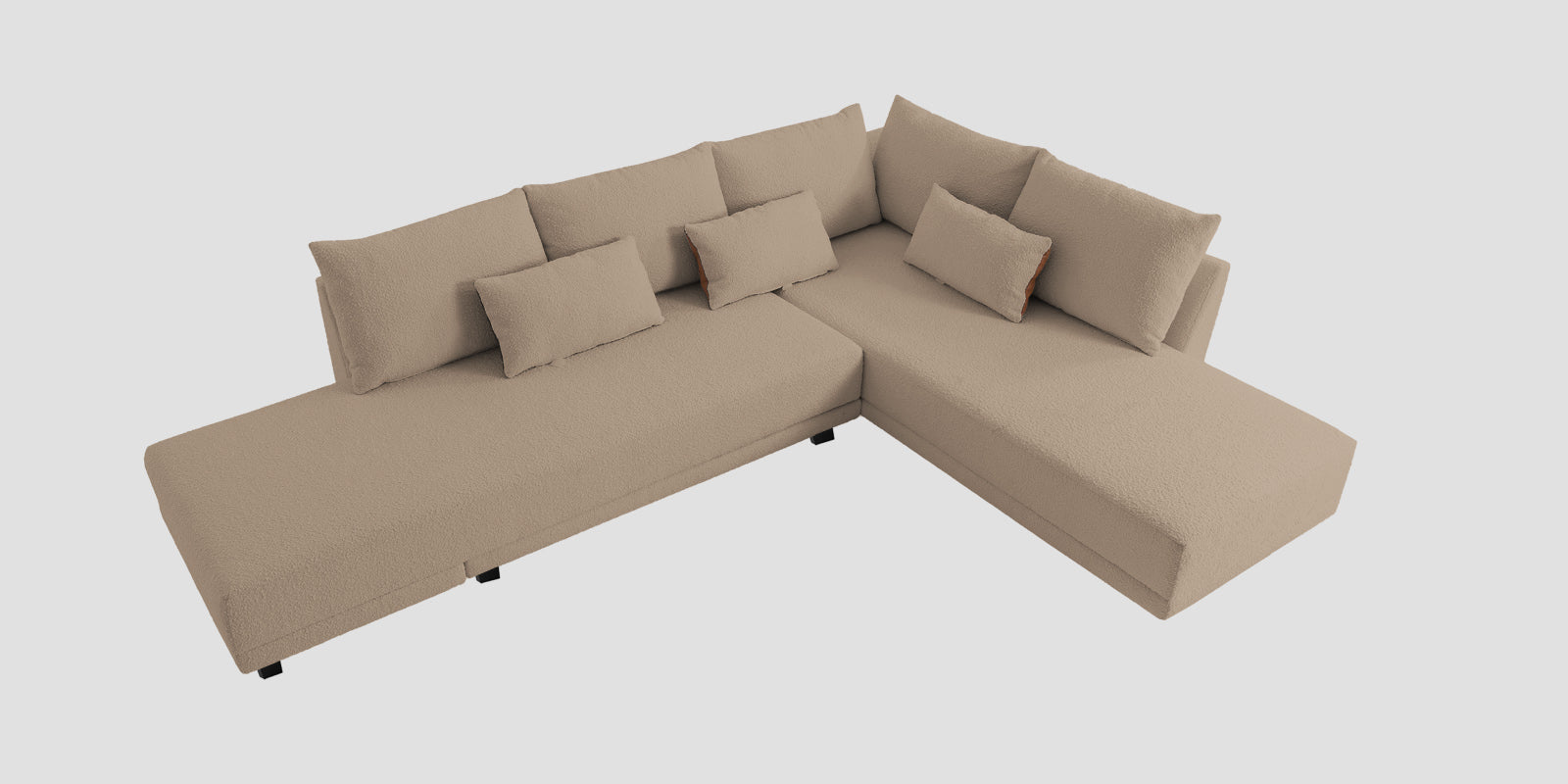 Ira Boucle Fabric LHS 6 Seater Convertible Sofa Cum Bed In Mushroom Beige Colour - Febonic Living