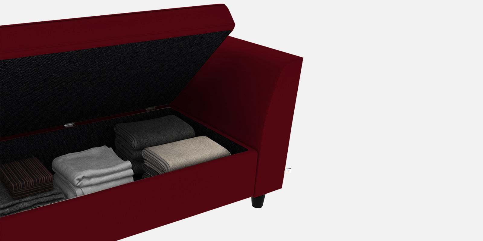 Bristo Velvet 3 Seater Sofa In Cherry Red Colour With Storage - Febonic Living