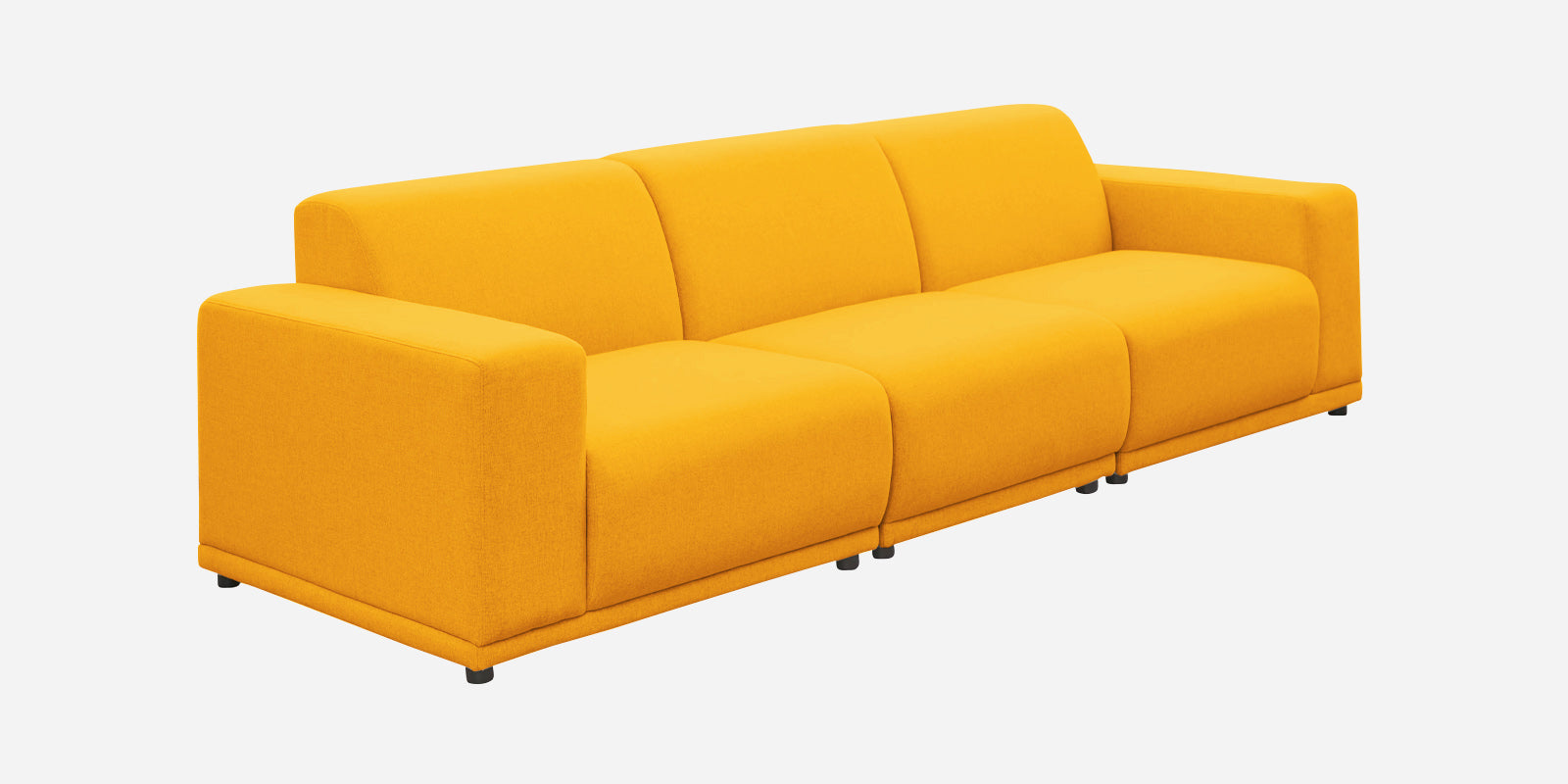 Adam Fabric RHS Sectional Sofa (3+Ottoman Lounger) In Bold Yellow Colour - Febonic Living