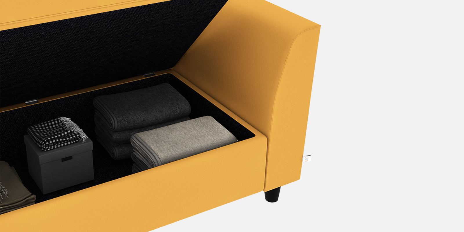 Bristo Velvet 2 Seater Sofa In Turmeric yellow Colour With Storage - Febonic Living