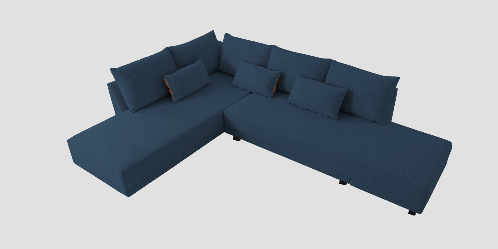 Ira Boucle Fabric RHS 6 Seater Convertible Sofa Cum Bed In Classic Blue Colour - Febonic Living
