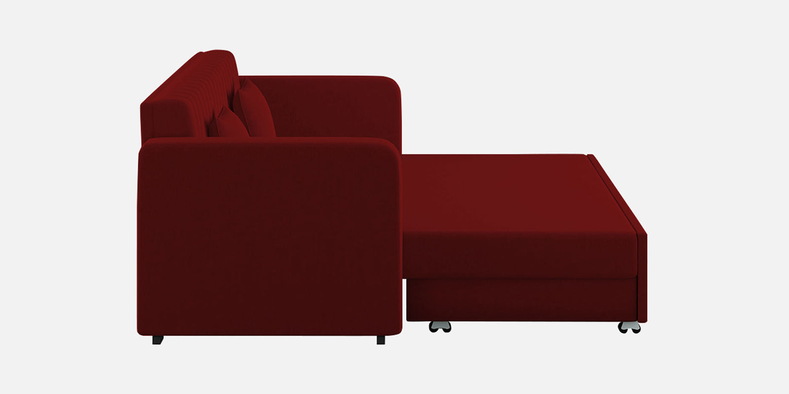 Calra Fabric 3 Seater Pull Out Sofa Cum Bed In Blood Maroon Colour With Storage - Febonic Living