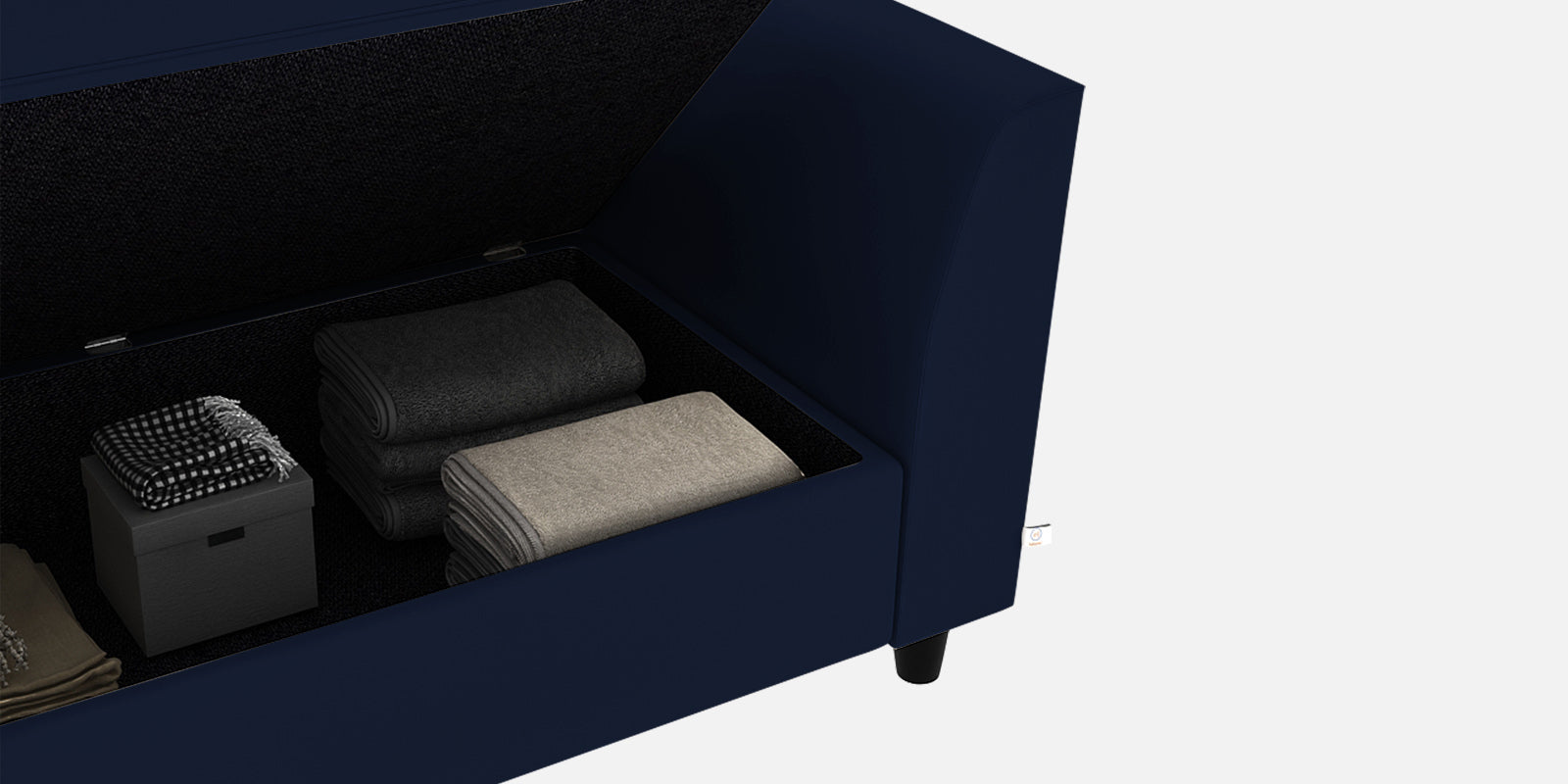 Bristo Velvet 2 Seater Sofa In Indigo Blue Colour With Storage - Febonic Living