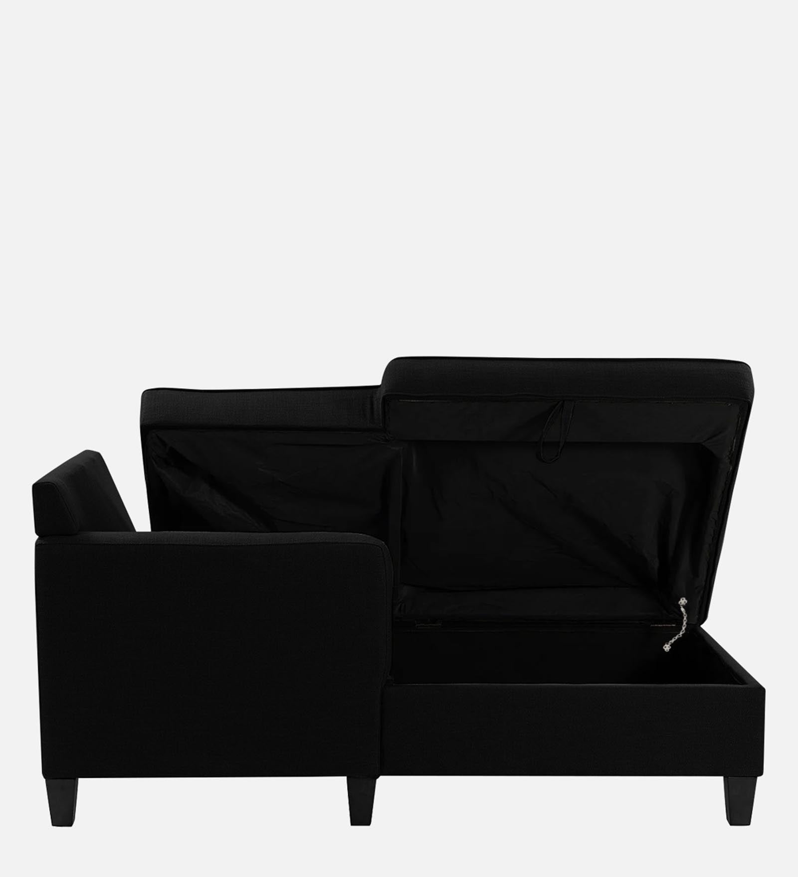 Royee Fabric LHS Chaise Lounger In Zed Black Colour With Storage - Febonic Living