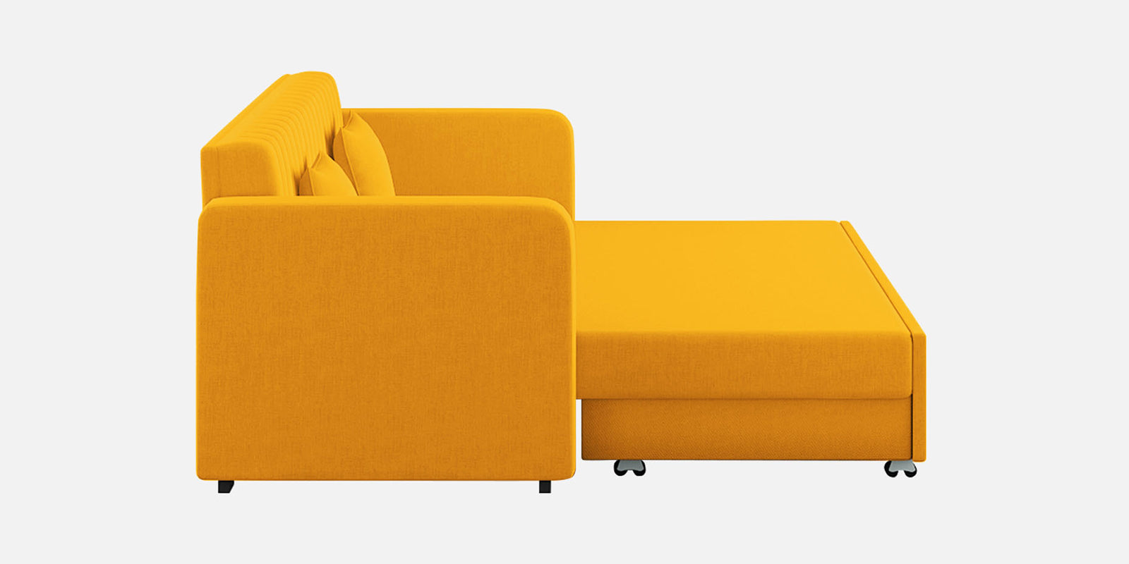 Calra Fabric 3 Seater Pull Out Sofa Cum Bed In Bold Yellow Colour With Storage - Febonic Living