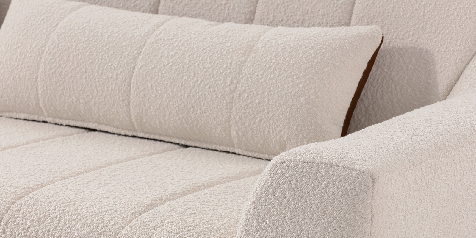 Nesco Boucle Fabric 3 Seater Sofa In Bright White Colour - Febonic Living