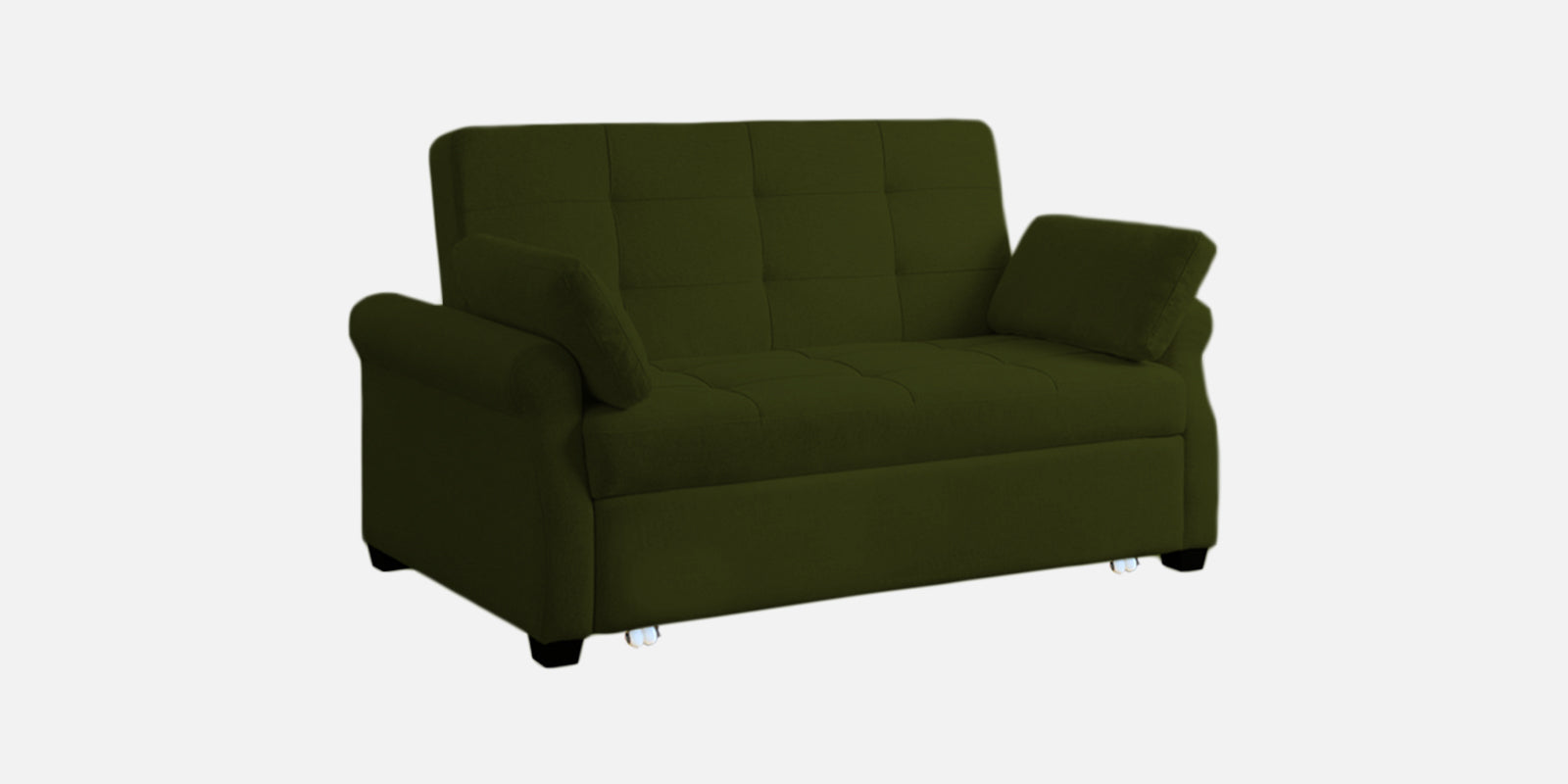 Fornia Fabric 2 Seater Pull Out Sofa Cum Bed In Olive Green Colour - Febonic Living