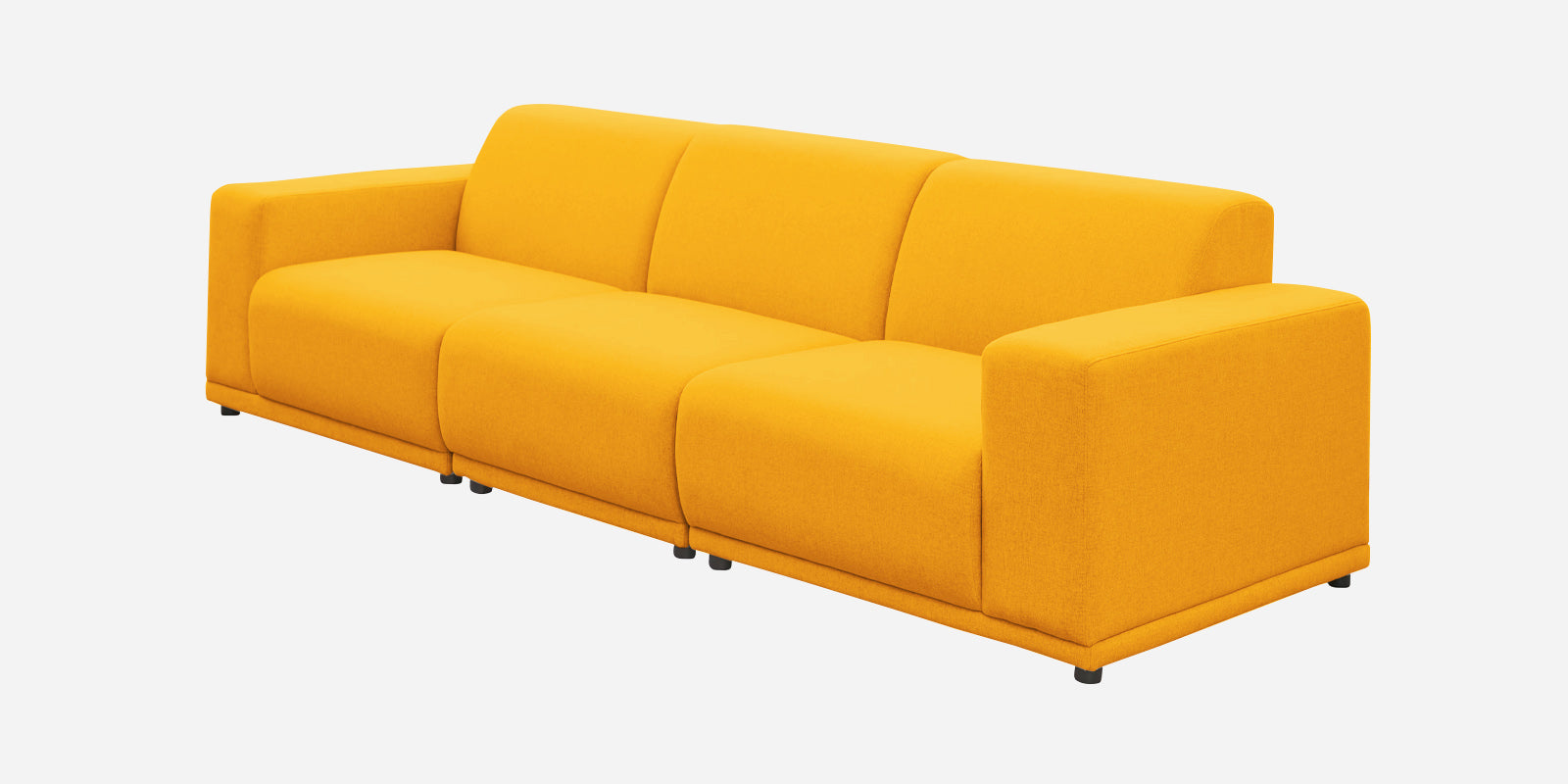 Adam Fabric LHS Sectional Sofa (3+Ottoman Lounger) In Bold Yellow Colour - Febonic Living