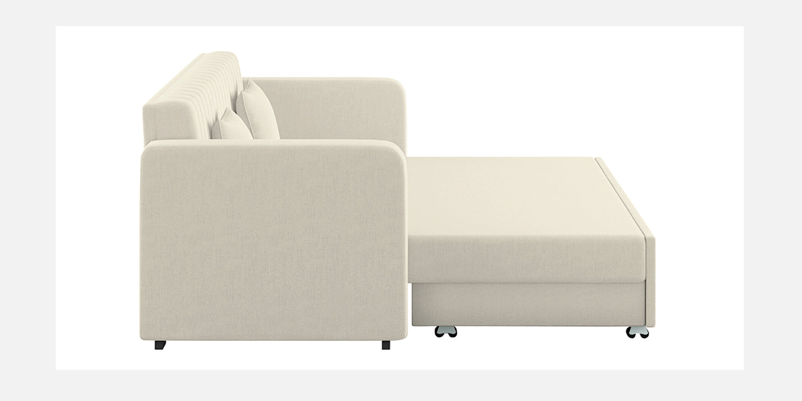 Calra Fabric 3 Seater Pull Out Sofa Cum Bed In Ivory Cream Colour With Storage - Febonic Living