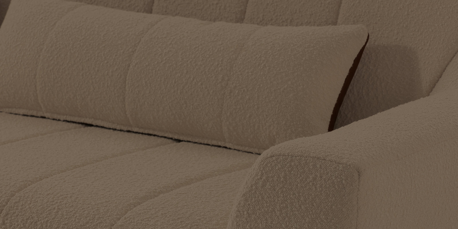 Nesco Boucle Fabric 3 Seater Sofa in Caro Beige Colour