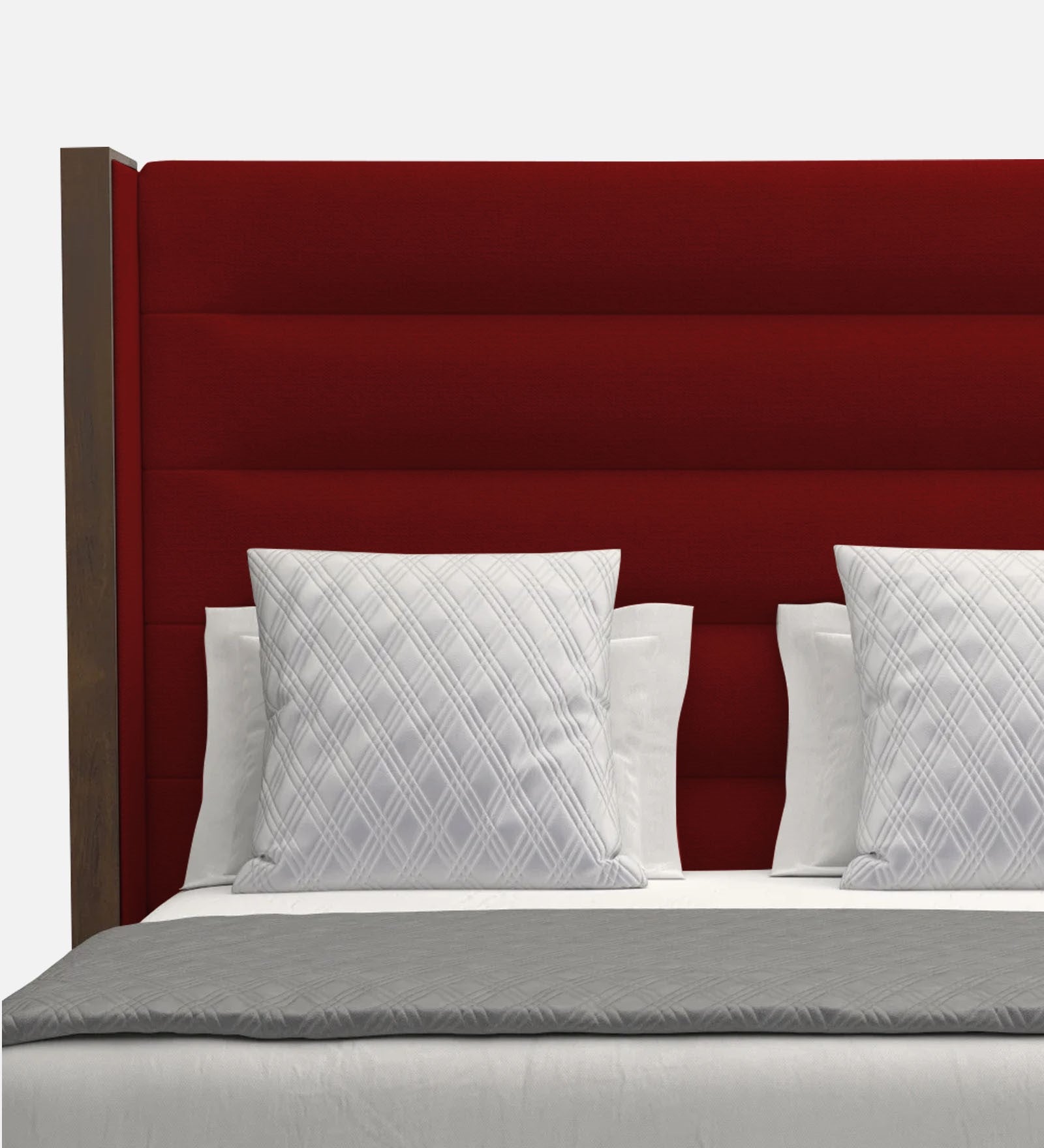 Sunny Fabric Queen Size Bed In Blood Maroon Colour - Febonic Living