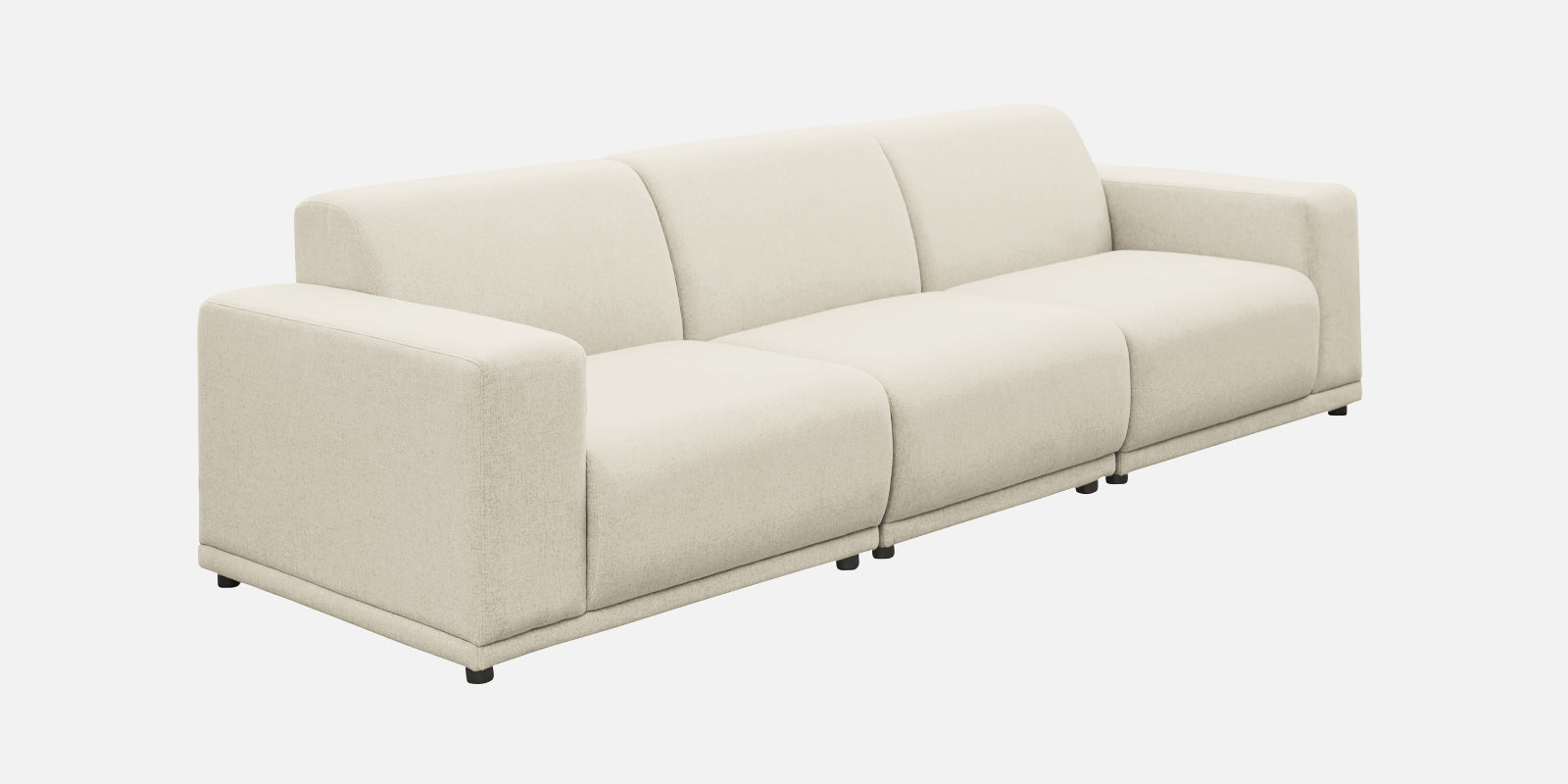 Adam Fabric RHS Sectional Sofa (3+Ottoman Lounger) In Ivory Cream Colour - Febonic Living