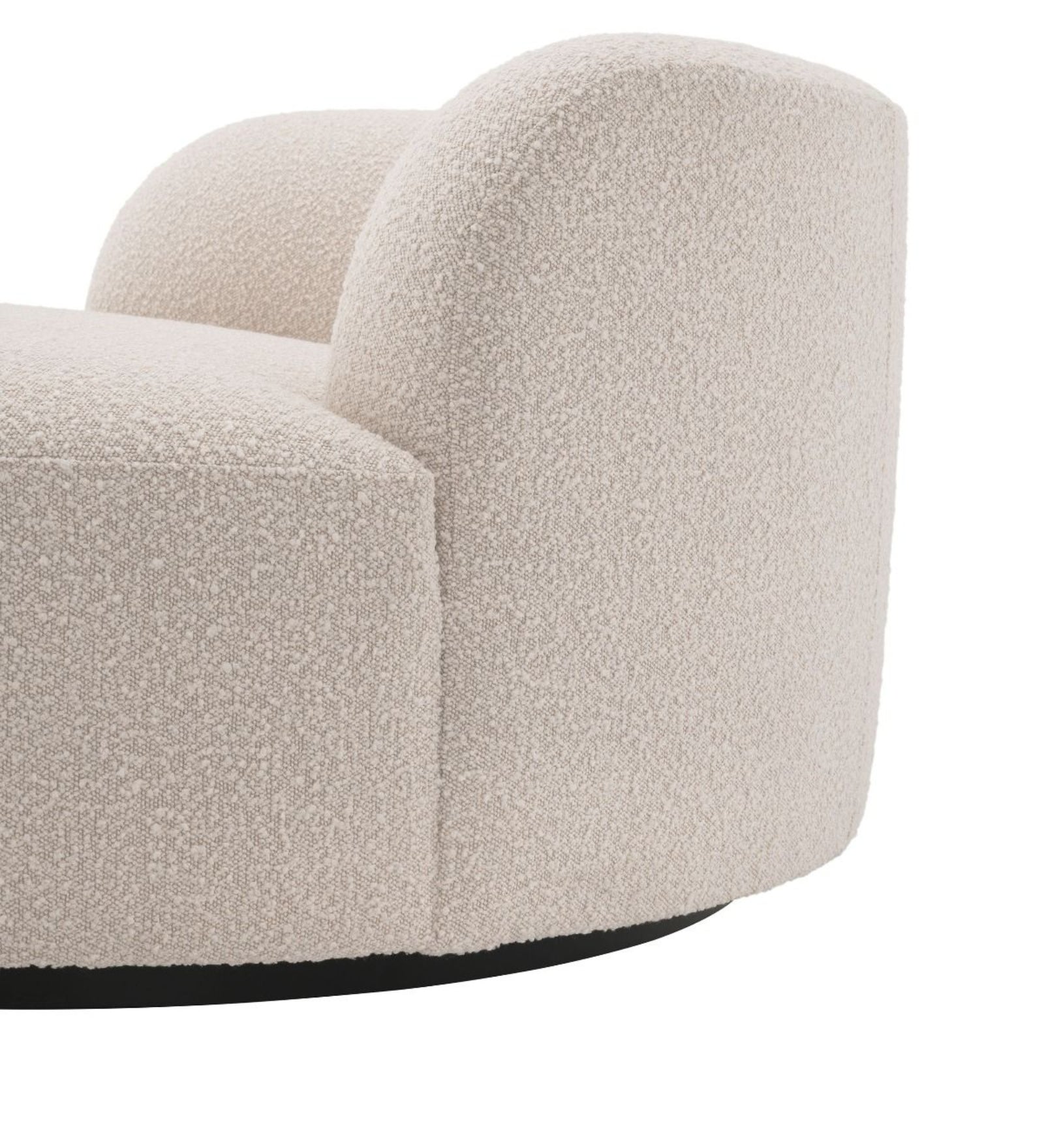 Kavi Boucle Fabric Swivel Chair in Shell White Colour
