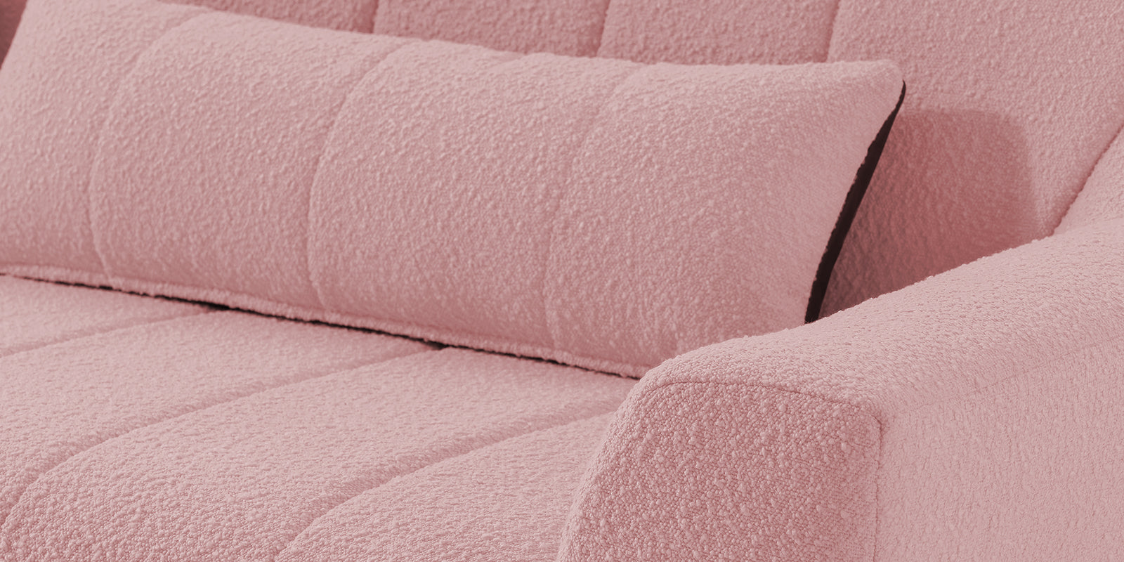 Nesco Boucle Fabric 2 Seater Sofa in Basi Pinc Colour