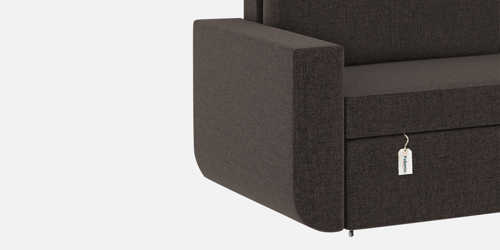 Grace Fabric 3 Seater Pull Out Sofa Cum Bed In Dark Brown Colour With Storage - Febonic Living