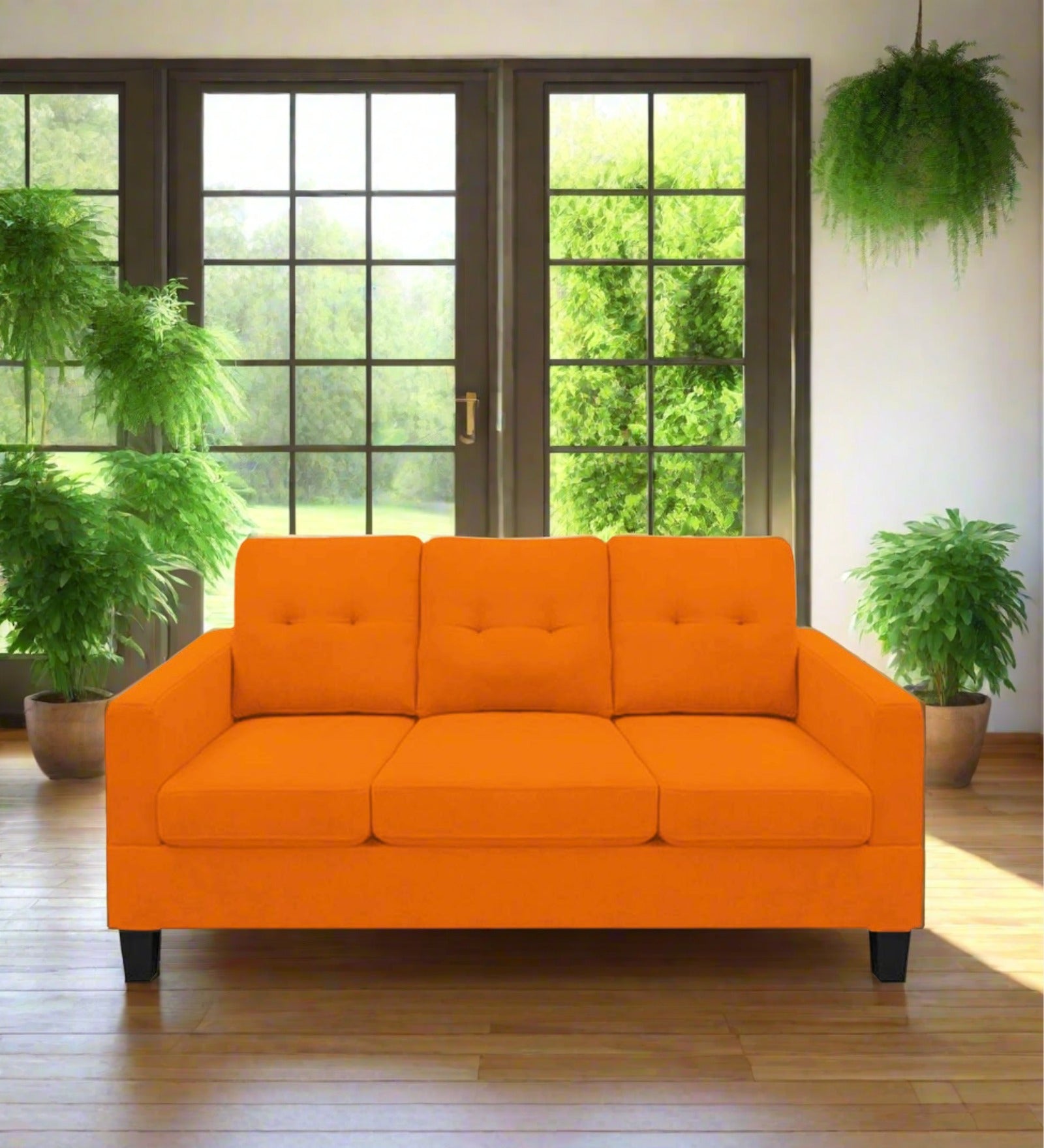 Thomas Fabric 3 Seater Sofa In Vivid Orange Colour - Febonic Living