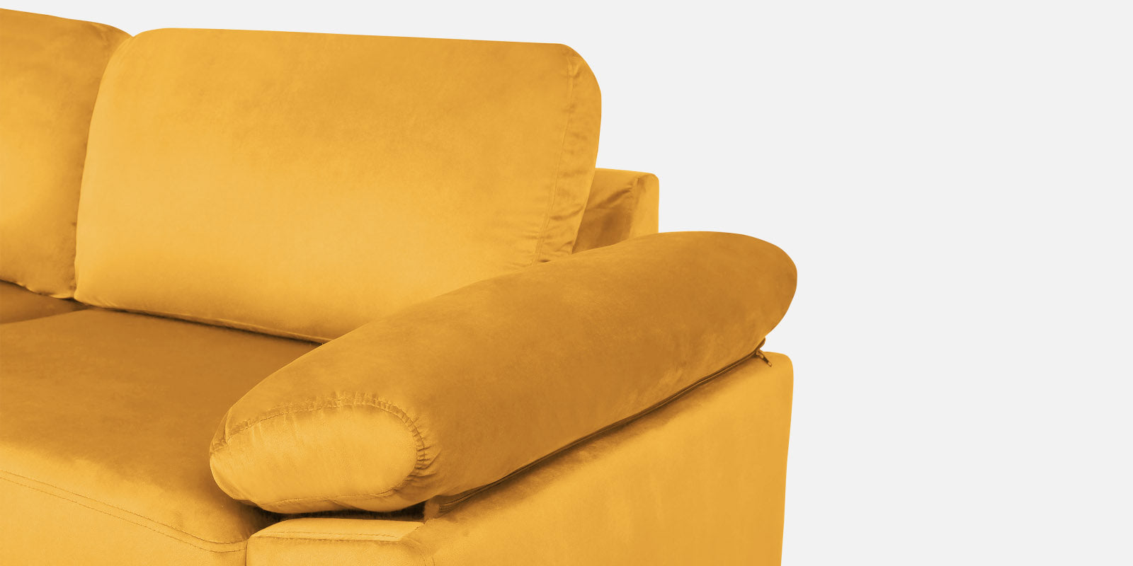 Vegas Velvet LHS Sectional Sofa (3+Lounger) In Turmeric yellow Colour - Febonic Living