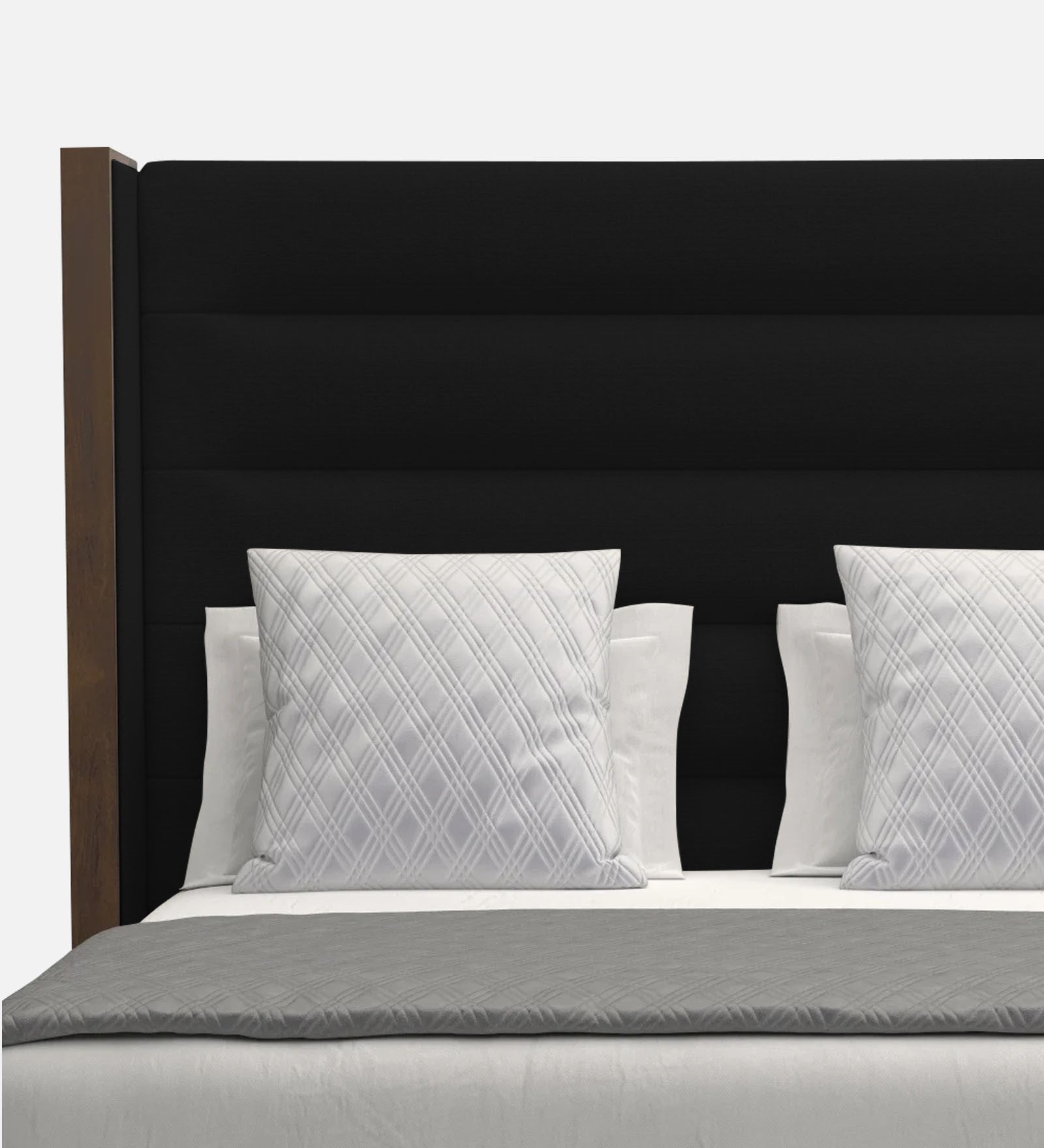 Sunny Fabric Queen Size Bed In Zed Black Colour - Febonic Living