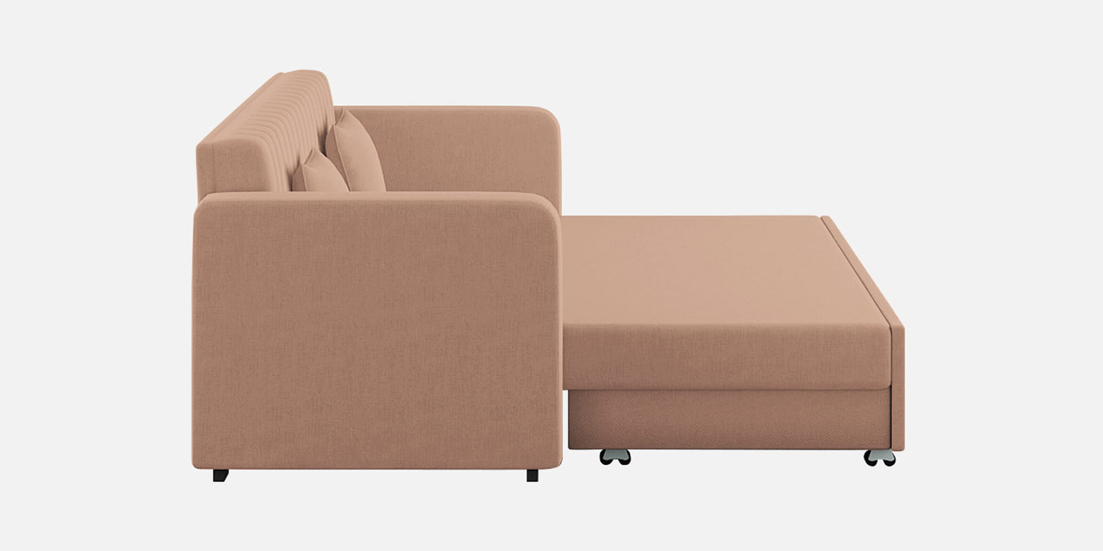 Calra Fabric 3 Seater Pull Out Sofa Cum Bed In Cosmic Beige Colour With Storage - Febonic Living