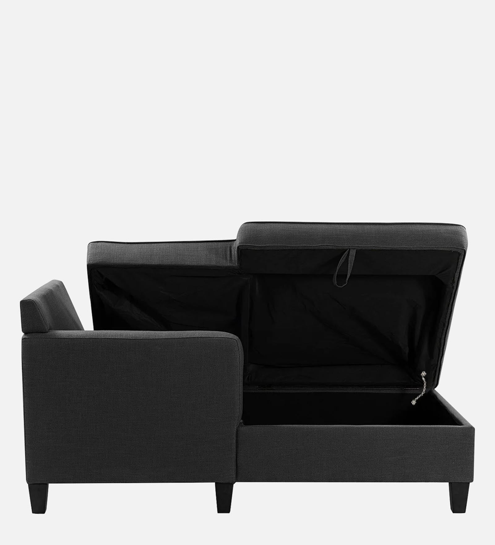 Royee Fabric LHS Chaise Lounger In Charcoal Grey Colour With Storage - Febonic Living