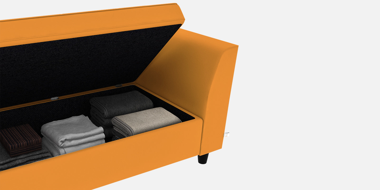 Bristo Velvet 3 Seater Sofa In Tangerine orange Colour With Storage - Febonic Living