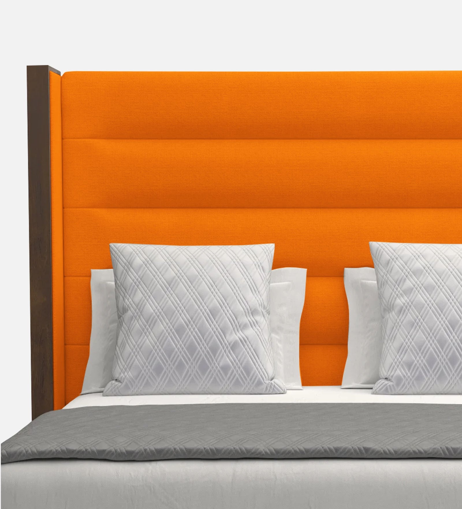 Sunny Fabric Queen Size Bed In Vivid Orange Colour - Febonic Living