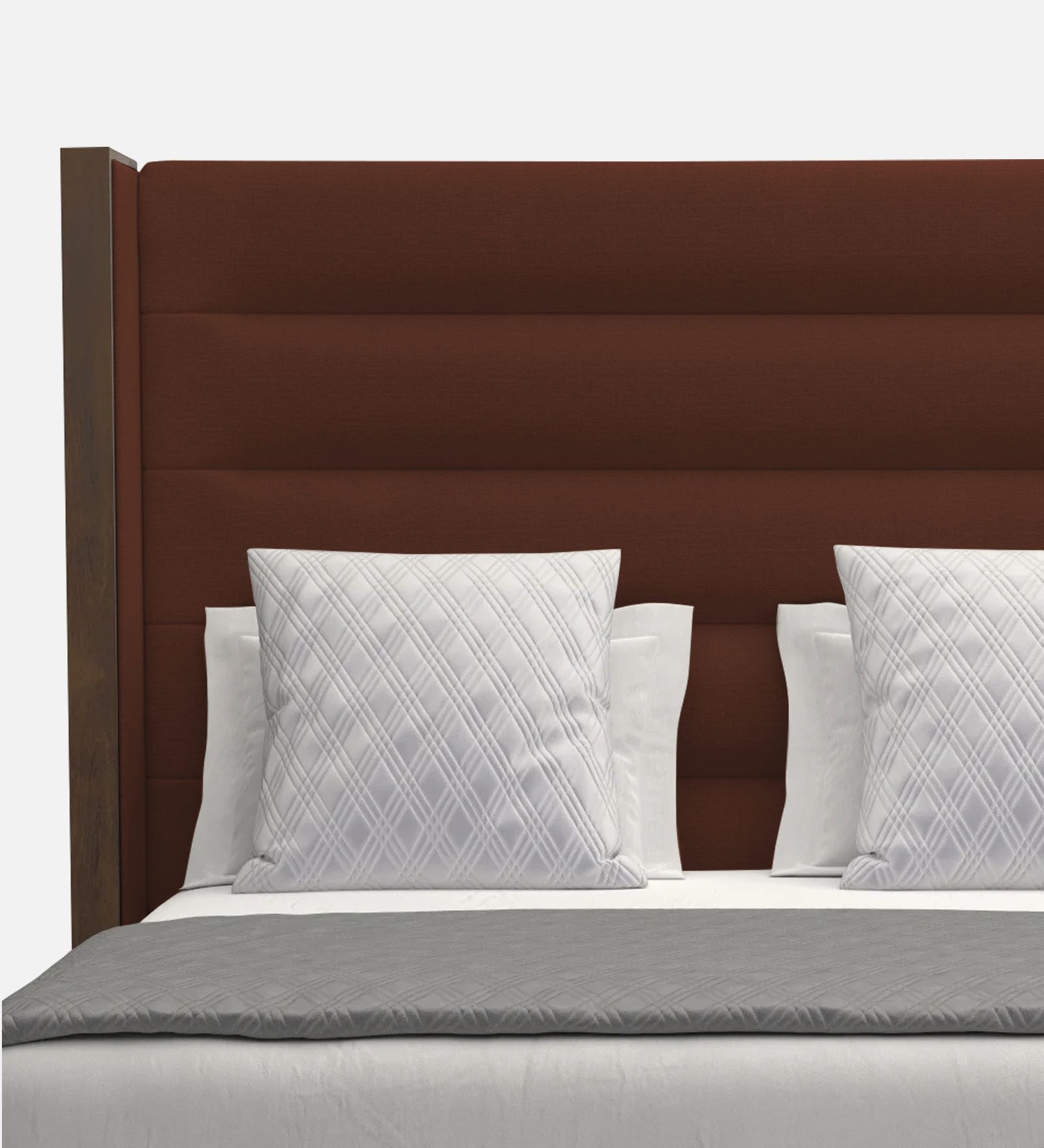 Sunny Fabric Queen Size Bed In Coffee Brown Colour - Febonic Living