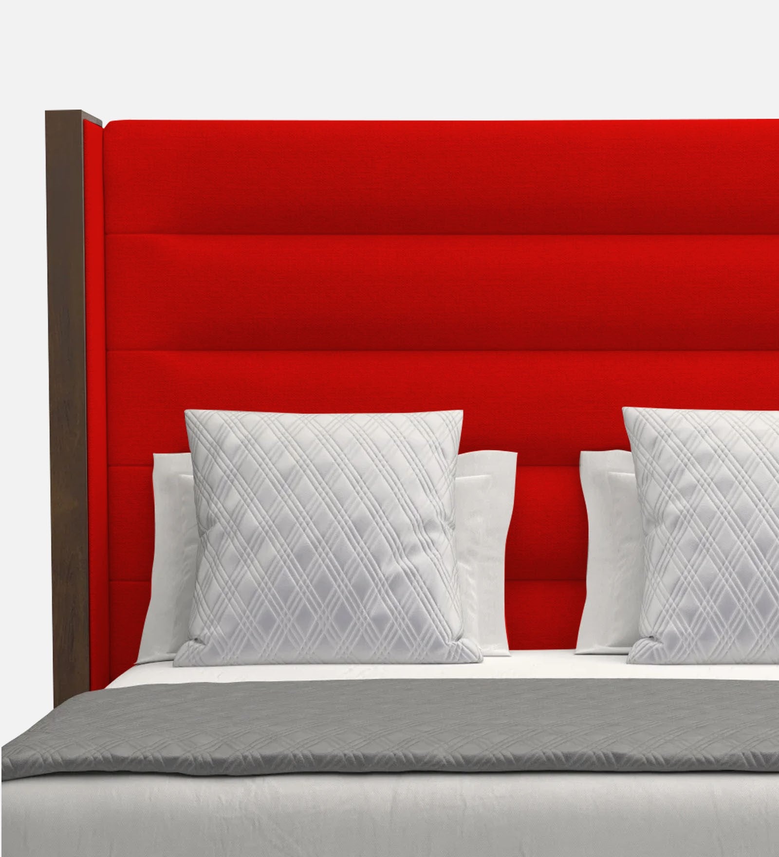Sunny Fabric Queen Size Bed In Ruby Red Colour - Febonic Living