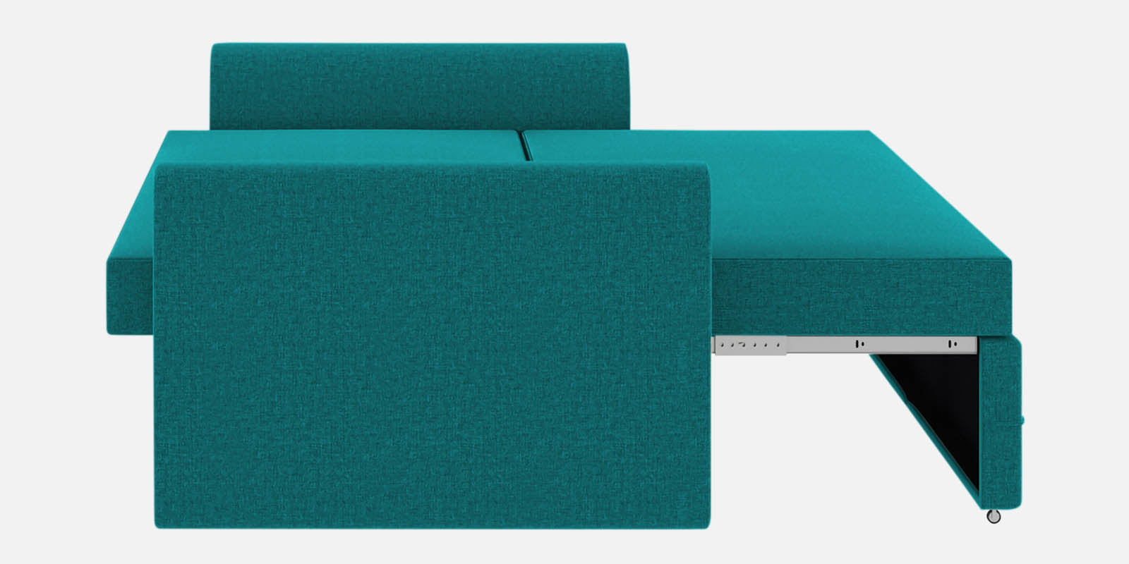 Ines Velvet 3 Seater Pull Out Sofa Cum Bed In Sea Green Colour With Storage - Febonic Living