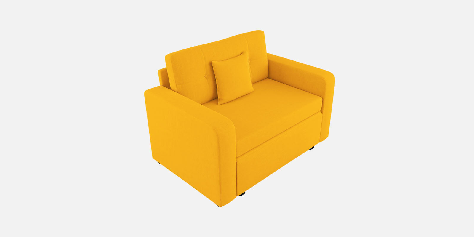 Rocky Fabric 2 Seater Pull Out Sofa Cum Bed In Bold Yellow Colour With Storage - Febonic Living