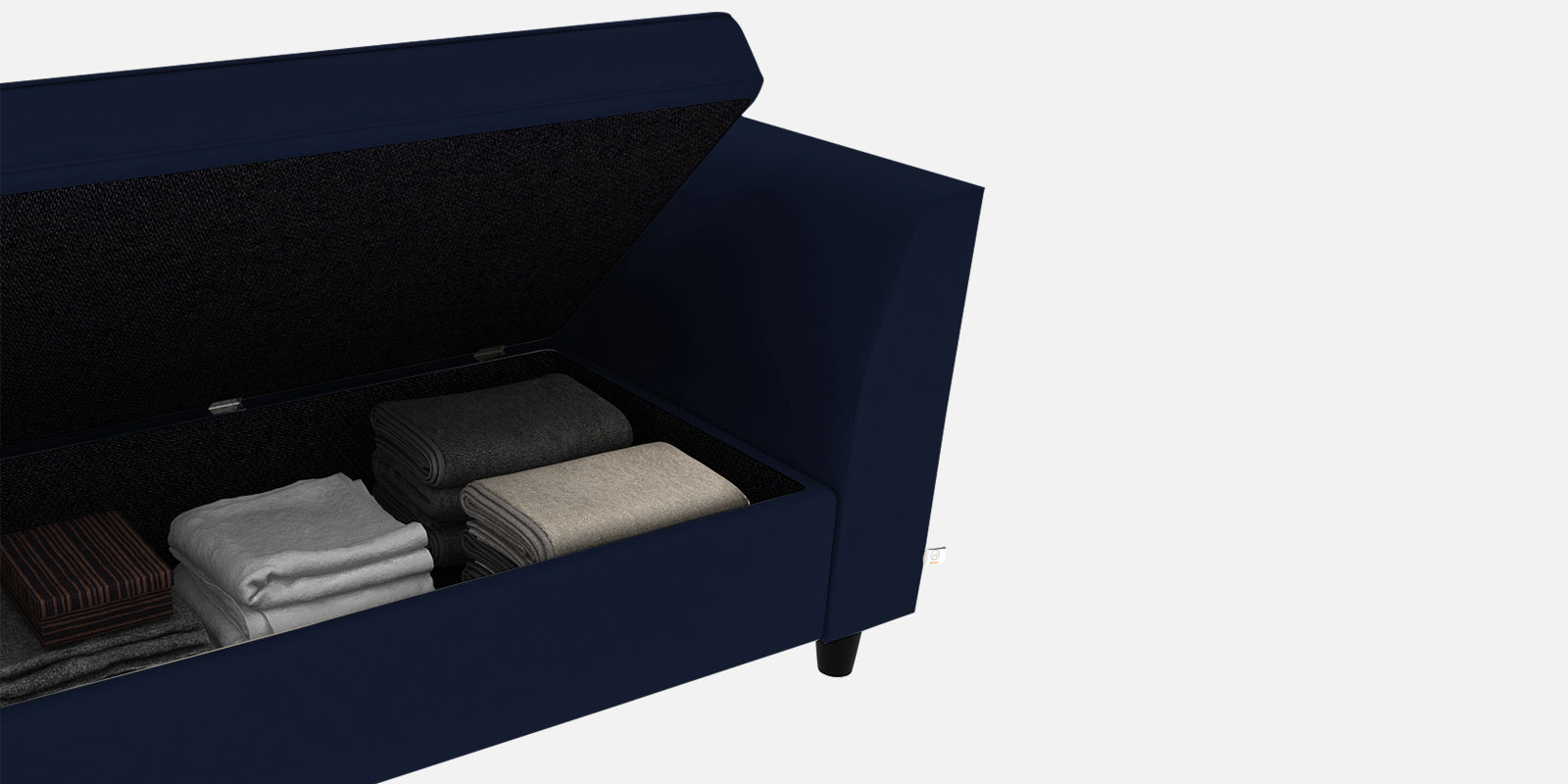 Bristo Velvet 3 Seater Sofa In Indigo Blue Colour With Storage - Febonic Living