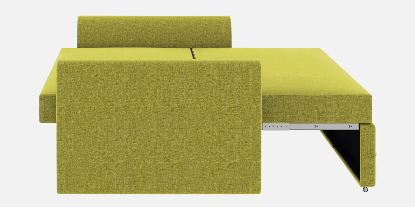 Ines Velvet 3 Seater Pull Out Sofa Cum Bed In Parrot Green Colour With Storage - Febonic Living