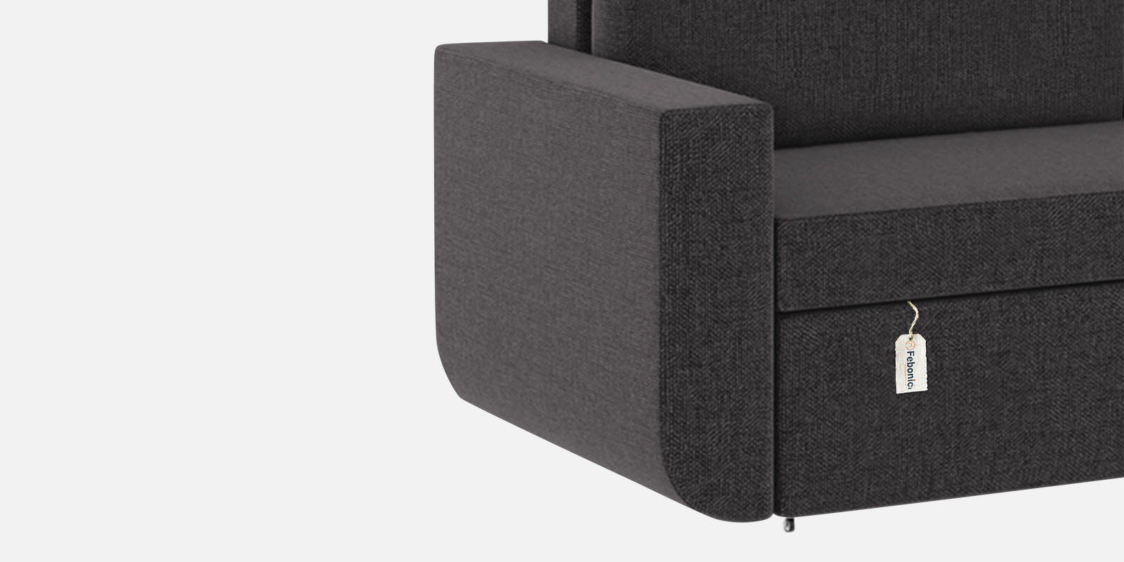 Grace Fabric 3 Seater Pull Out Sofa Cum Bed In Maba Grey Colour With Storage - Febonic Living