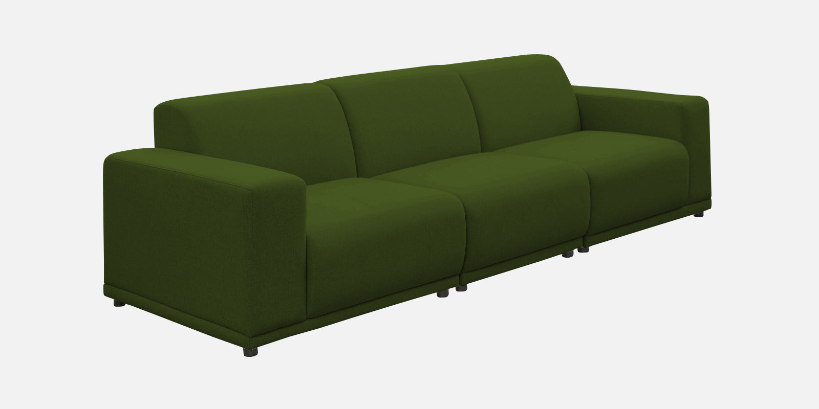 Adam Fabric RHS Sectional Sofa (3+Ottoman Lounger) In Olive Green Colour - Febonic Living