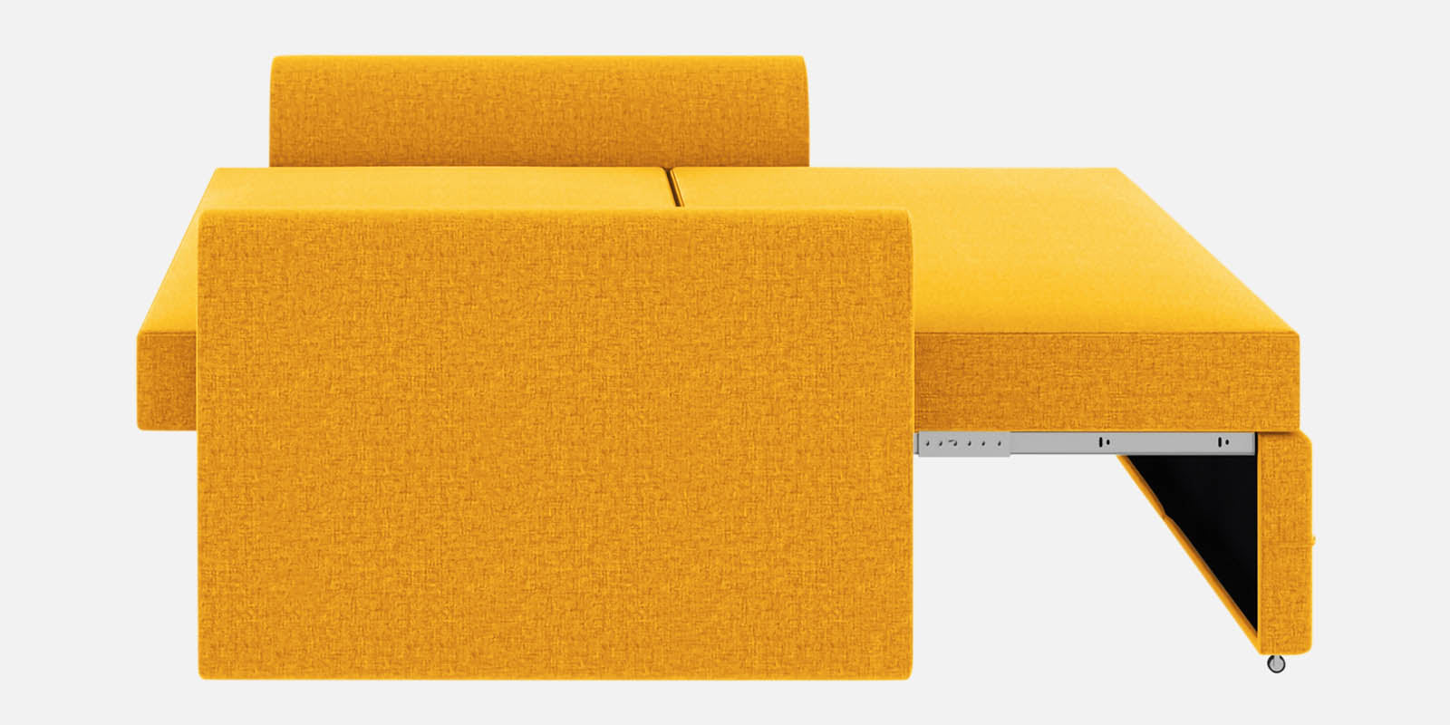 Ines Fabric 3 Seater Pull Out Sofa Cum Bed In Bold Yellow Colour With Storage - Febonic Living