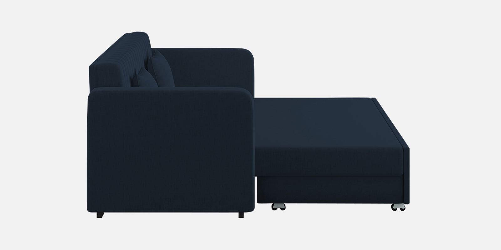 Calra Fabric 3 Seater Pull Out Sofa Cum Bed In Denim Blue Colour With Storage - Febonic Living