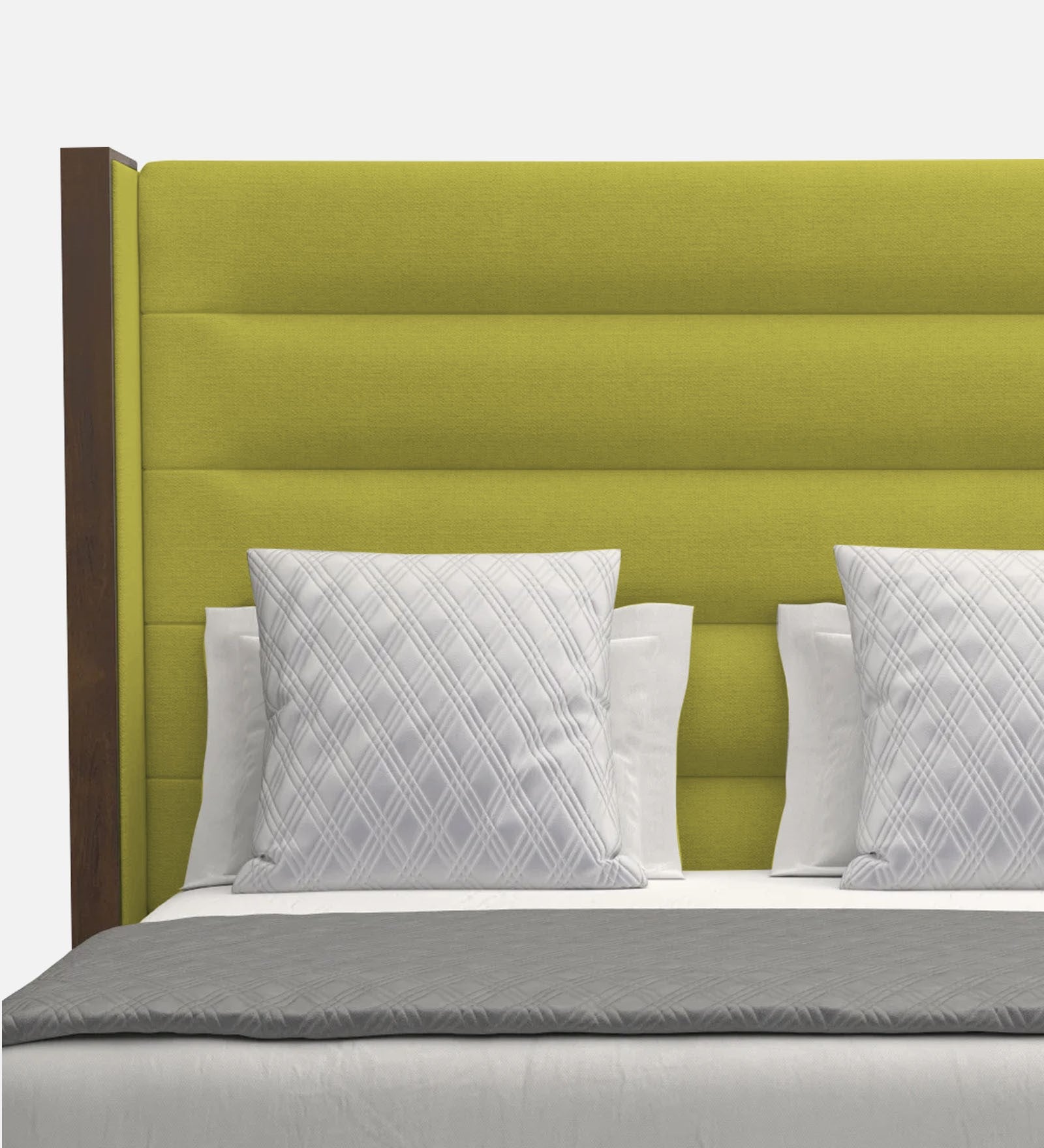 Sunny Fabric Queen Size Bed In Parrot Green Colour - Febonic Living