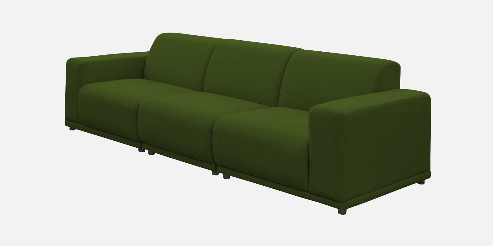 Adam Fabric LHS Sectional Sofa (3+Ottoman Lounger) In Olive Green Colour - Febonic Living