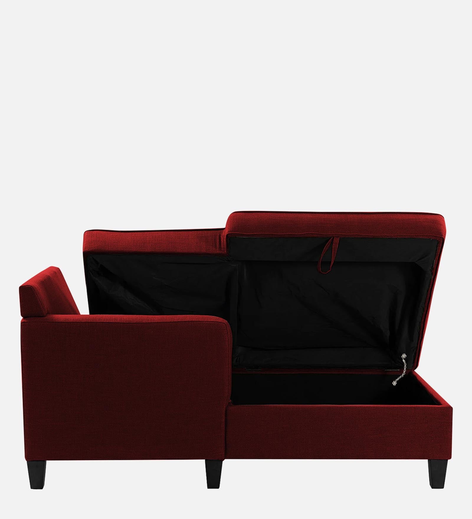 Royee Fabric LHS Chaise Lounger In Blood Maroon Colour With Storage - Febonic Living