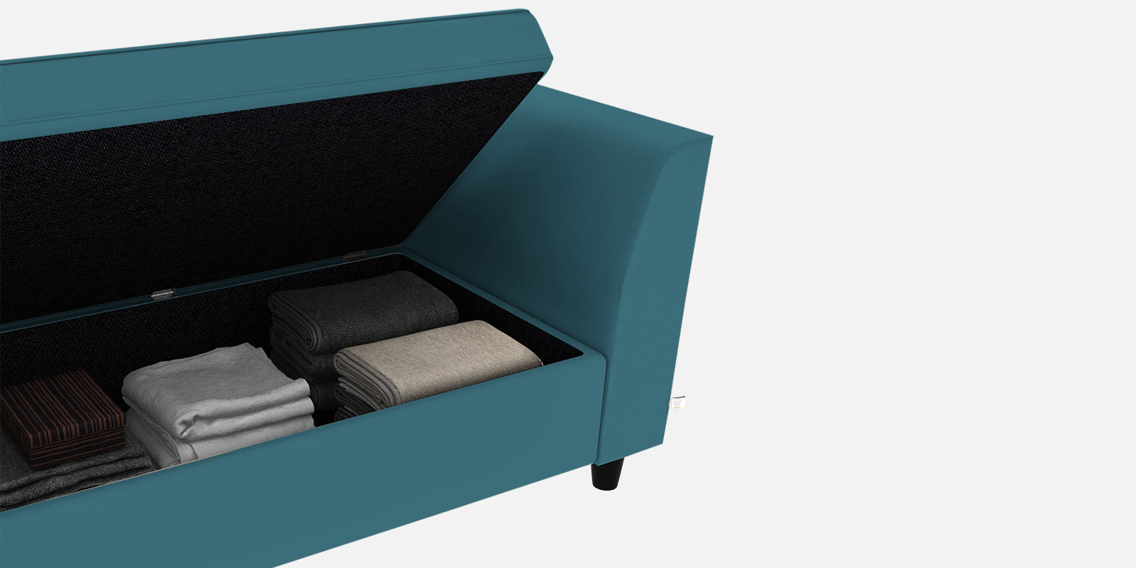 Bristo Velvet 3 Seater Sofa In Aqua Blue Colour With Storage - Febonic Living