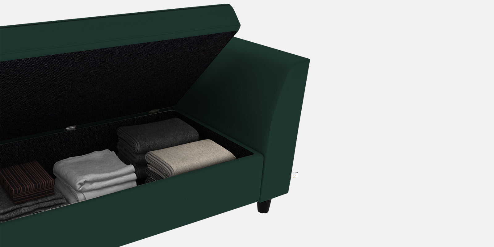 Bristo Velvet 3 Seater Sofa In Forest Green Colour With Storage - Febonic Living