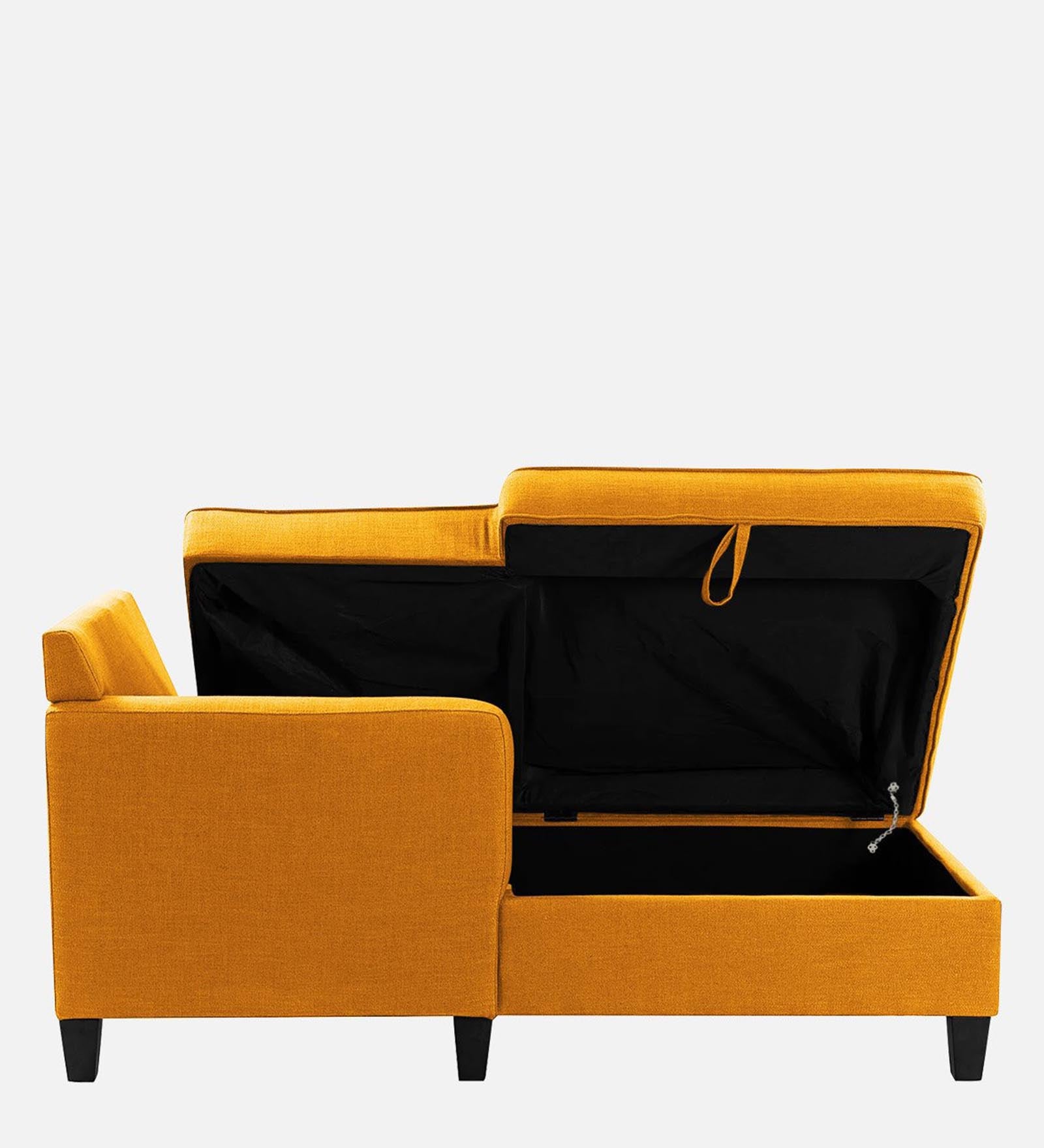 Royee Fabric LHS Chaise Lounger In Bold Yellow Colour With Storage - Febonic Living