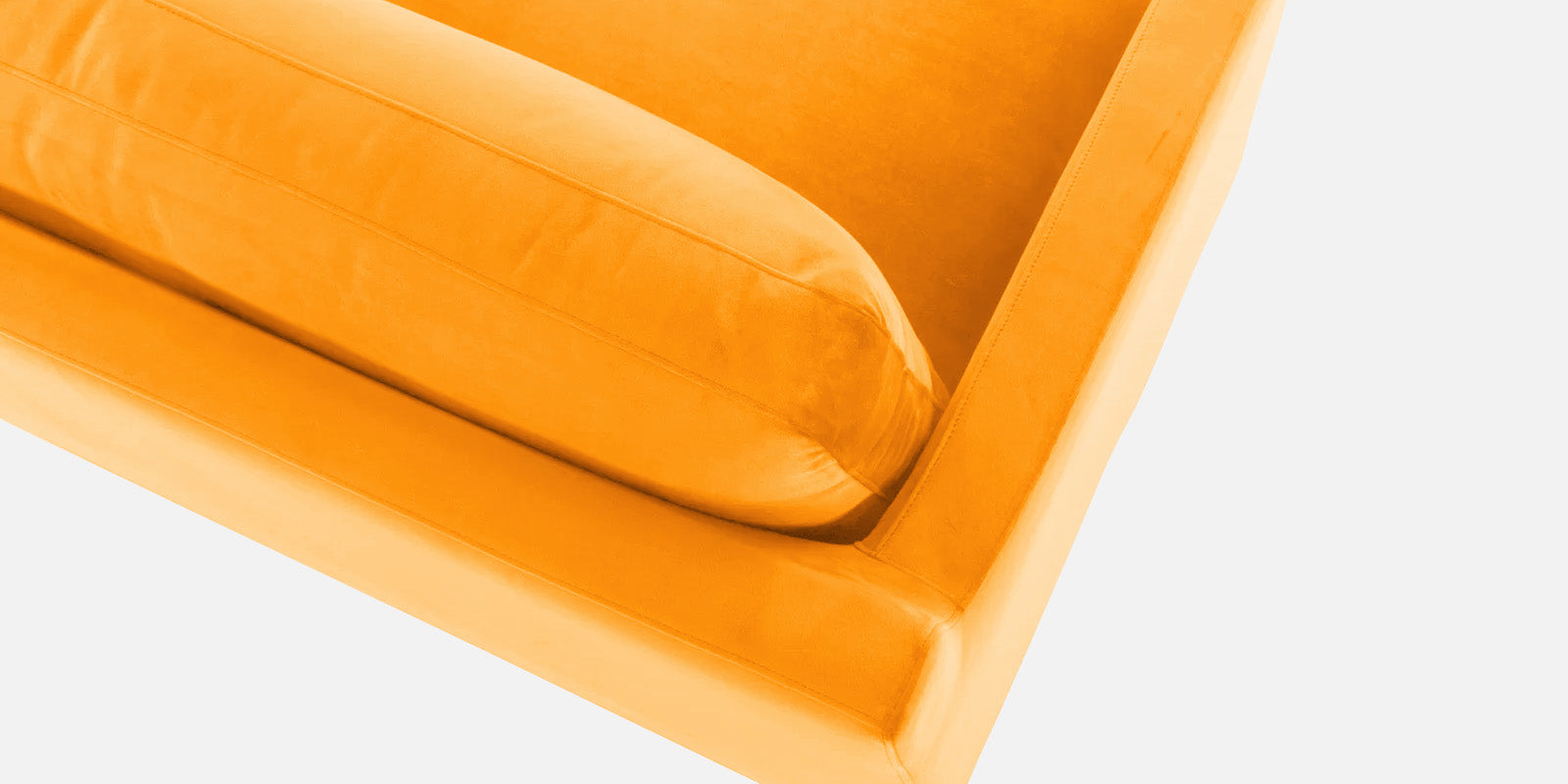 Jones Velvet LHS Sectional Sofa (3+Lounger) In Saffron yellow Colour - Febonic Living